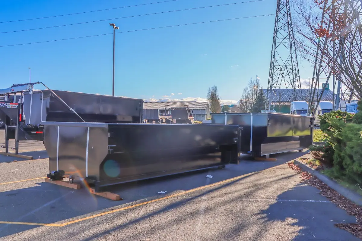 Roll-off dumpster ready for waste disposal at job site for 4 Yard Dumpster Rental in Mountainside